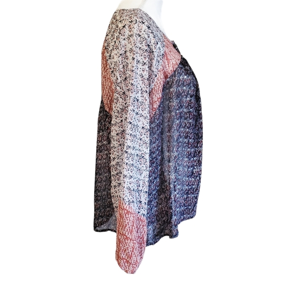 Lucky Brand Boho Floral Sheer Pullover Blouse - Picture 4 of 7